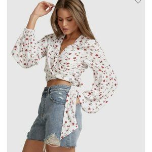 Billabong x Steph Collab NEW Claire Smith Sweet Soul Wrap Top White Size XS
